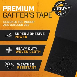 Lockport Black Gaffers Tape 4 inch x 30 Yards - 4 Pack Pro Black Gaff Tape - No Residue, Water Resistant, Non- Reflective, Easy Tear - Multipurpose Photography, Filming, Stage, Production, and More