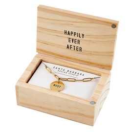 Santa Barbara Design Studio Fleur Jewelry Wedding Gold Plated Link Chain Charm Necklace Wood Boxed Gift Set, 17" Long + 2" Extender, Wifey