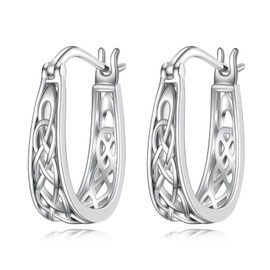 VONALA Celtic Hoop Earrings 925 Sterling Silver Celtic Knot Huggie Earrings Irish Jewelry for Women 18mm