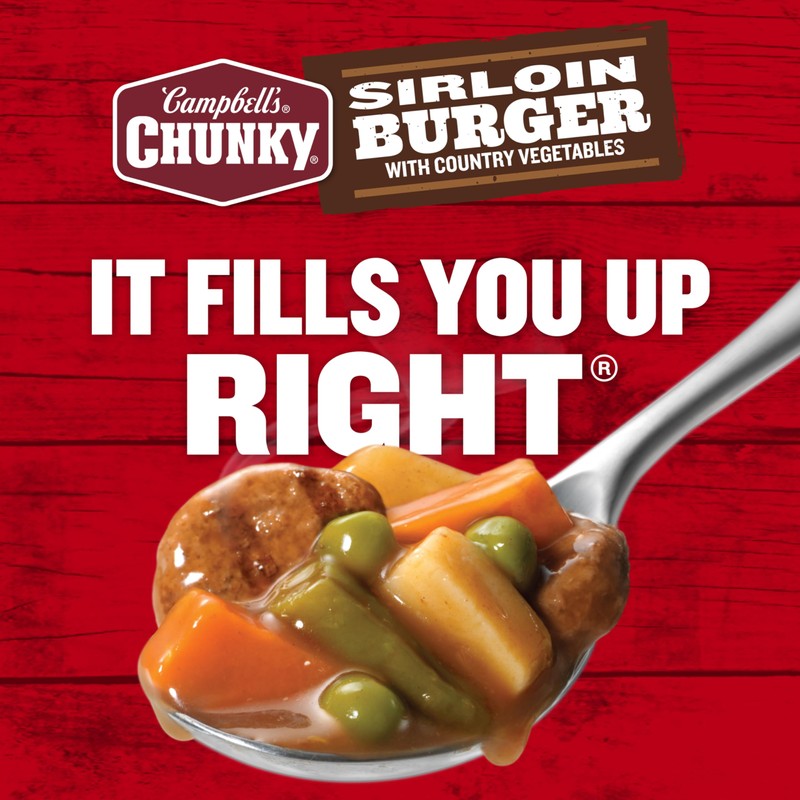 Campbell’s Chunky Soup, Sirloin Burger With Country Vegetable Beef Soup,
