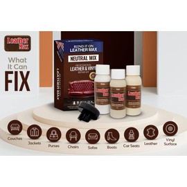 Leather Max Quick Blend Refinish and Repair Kit, Restore Couches, Recolor Furniture & Repair Car Seats, Jackets, Sofa, Boots / 3 Color Shades to Blend with/Leather Vinyl Bonded and More (Neutral Mix)