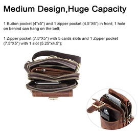 CONTACTS Genuine Leather Men's Small Messenger Waist Bag, Phone Wallet, Purse, Holder, for Sports, Camping, Hiking, Travel, dark brown, Einheitsgröße