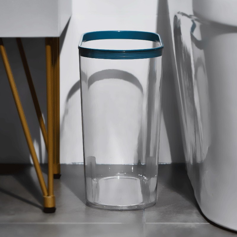 ASelected Slim Trash Can, 12L, Clear Plastic, For Bathroom, Kitchen,