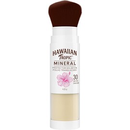 Protector Solar Facial Mineral en Brocha Hawaiian Tropic SPF 30 | Acabado Mate, Vegano, Sin Parabenos, 100% Mineral, Portátil y Natural – 4.25g