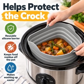 Slow Cooker Divider Liner for 6–8 Qt Crockpots – Reusable Silicone Insert for Cooking Multiple Foods in Separate Sections