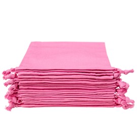 FIVE STAR NAPKINS Cotton Drawstring Bag, Cotton Pouches, for Storage, Travel, Gym, Sports, Multipurpose 8"×6", Reusable and Durable, Pack of 10 Pouches (Rose)