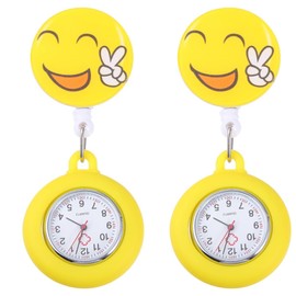 Gatuida 2 Pcs Zinc Alloy Clip-on Nurse Watch for Women Nursing Fob Watch Stretchable Band for Accurate Time Display