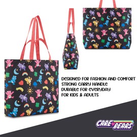 Care Bears - Bolso de mano de nailon para niñas, niños, adolescentes y adultos, estampado por todas partes, Negro -, Talla unica