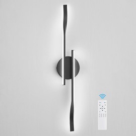 AIRYPHANT Modern LED Wall Sconces with Remote Control, 15W Black LED Wall Lamp Hardwired Wall Mount Light for Bedroom Living Room Foyer
