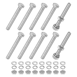 M METERXITY 10-Pack Hex Head Screw Bolt with Nuts Flat & Lock Washers M5x40mm Stainless Steel Bolts and Nuts Kit Fully Threaded Metric Bolt Assortment for Equipment/Machinery