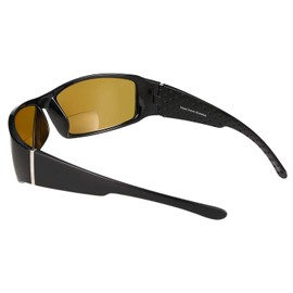 Mass Vision 'The Contender' Polarized Full Frame Sport Wrap Bifocal Sunglasses for Men and Women (Yellow - Night Driving, 1.75, multiplier_x)