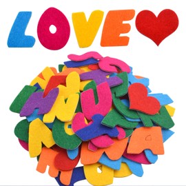 Felt Letter Stickers - 104 Pcs Assorted Colors Self-Adhesive Letters A-Z with 4pcs Heart Stickers for Arts & Crafts