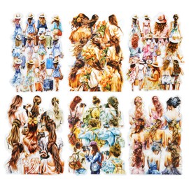 MiyouLuna 120Pcs PET Scrapbook Stickers, Girl Back Designs for Scrapbooking, DIY Crafts, Journaling Supplies, Junk Journal Ephemera, Includes Organizer