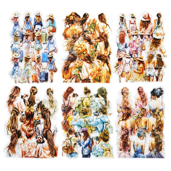 MiyouLuna 120Pcs PET Scrapbook Stickers, Girl Back Designs for Scrapbooking,