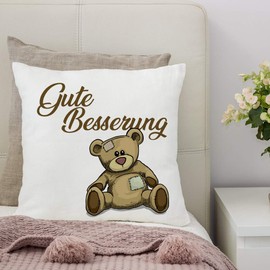 clothinx Get Well Soon Bear Plush Toy Decorative Cushion with Filling Printed Perfect as a Wish Recovery for the Cold and for Hospital Stays