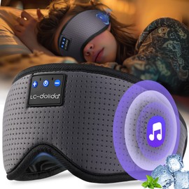 LC-dolida Sleep Mask with Headphones Sleep Headphones Bluetooth V5.4, 100% Light Blocking Breathable Sleep Glasses for Women Men, Eye Mask Sleeping Glasses for Travel/Naps/Yoga/Meditation