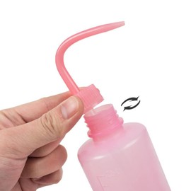 Lash Water Bottle Squeezer, Portable Tattoo Wash Bottle, Curved Nozzle for Hairdressers (Pink)