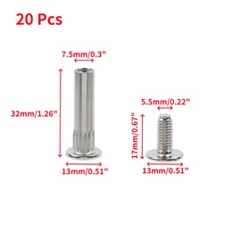 Oedema 20 Pcs Furniture Connecting Cam Lock Fittings Furniture Screws and Bolts Zinc Alloy Screws for Binding Post