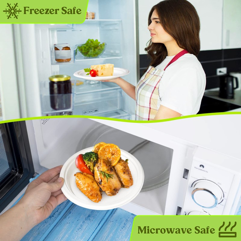 GREENESAGE Disposable Plates 100 Pieces Paper Plates 18 cm White