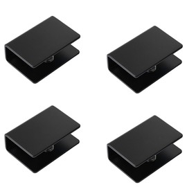 Leliafleury 4Pcs Adjustable Glass Shelf Brackets 10mm Stainless Steel Glass Shelf Supports for Handrails, Black, Rectangle