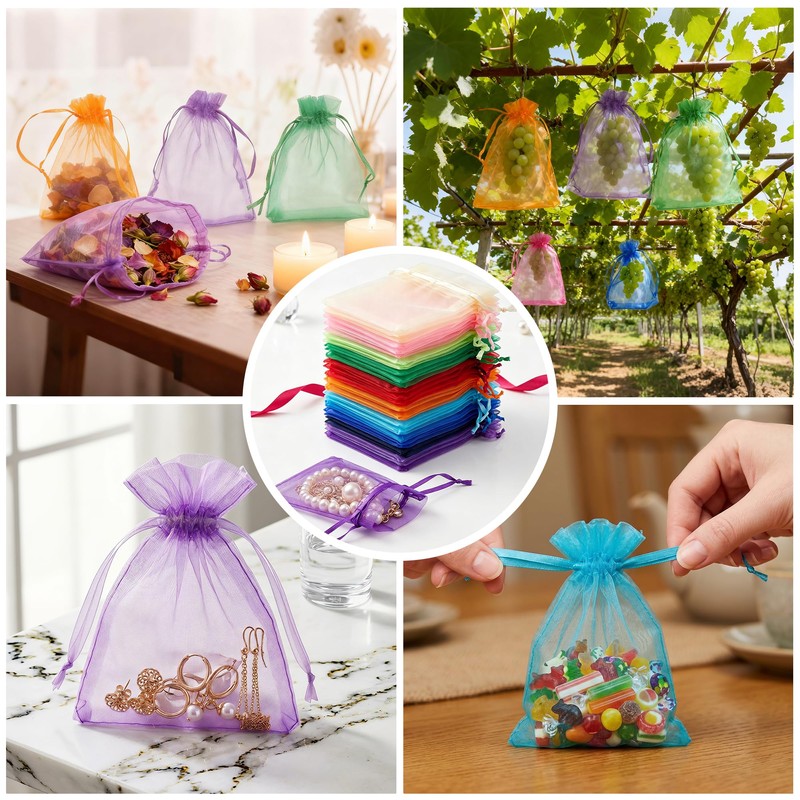 Sacchetti per confetti in organza 100 pezzi, sacchetti regalo con