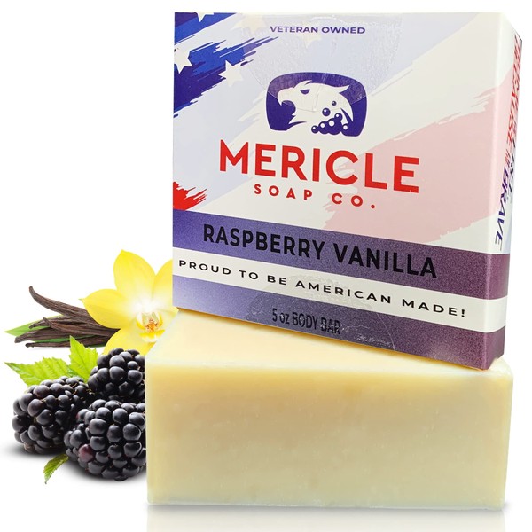 Mericle Soap Co. Black Raspberry Vanilla Organic 5oz Body Bar | 100% Natural | Made in the USA | Veteran Owned | No Chemicals or Preservatives | Cold Process Technoloy