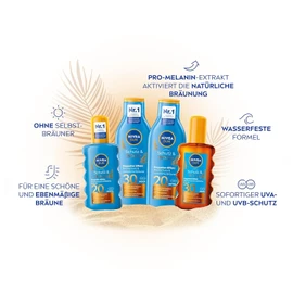 NIVEA SUN Protection & Tan Sun Cream SPF 20 (200 ml), Sun Lotion with Pro Melanin Extract for an Even Tan, Instant Sun Protection with UVA/UVB Filter System