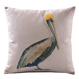 CoolDream Home Decor Sofa Cotton Linen Pelicans Throw Pillow Cover 16-inch-by-16-inch (20inch)