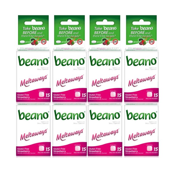 Beano Gas Prevention Strawberry Flavored Meltaways 15 Tablets (Pack of