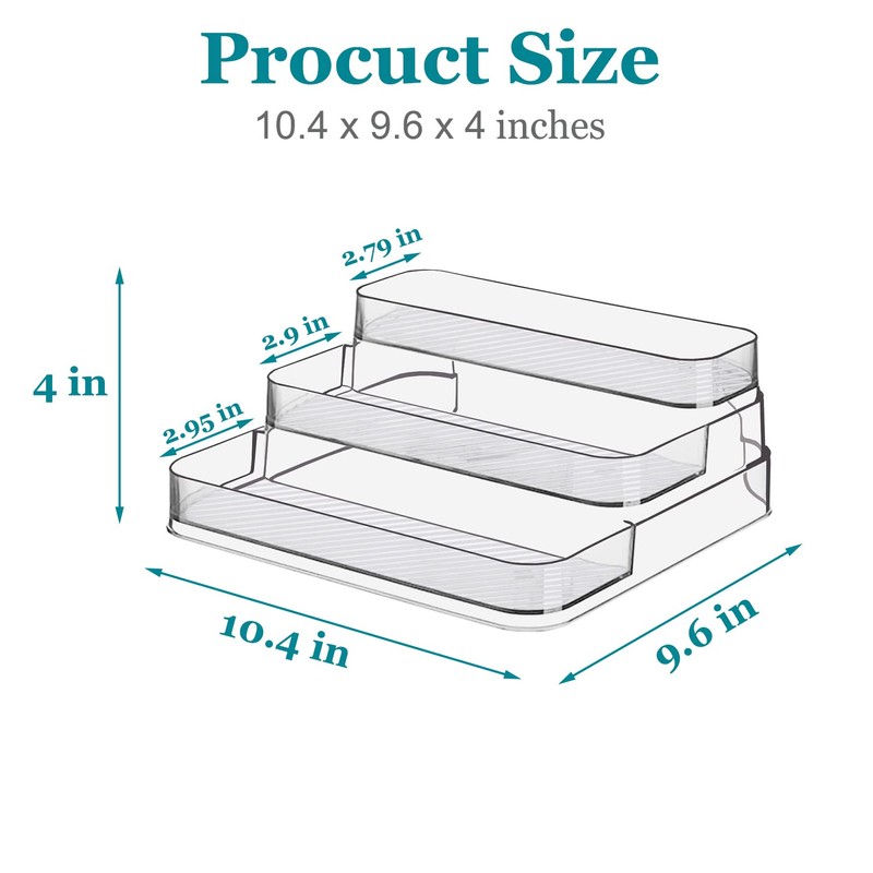 Zilphoba 2pcs Acrylic Spice Rack, No Assembly Clear 3 Tier