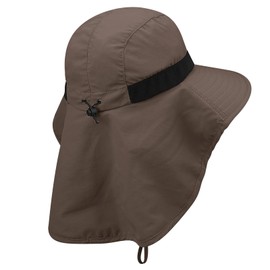 Clape Sun Protection Safari Hat Waterproof Boonie Hat Wide Brim Sun Cap with Neck Flap Breathable Lightweight Mesh Fishing Outdoor Bush Coffee DHJM1