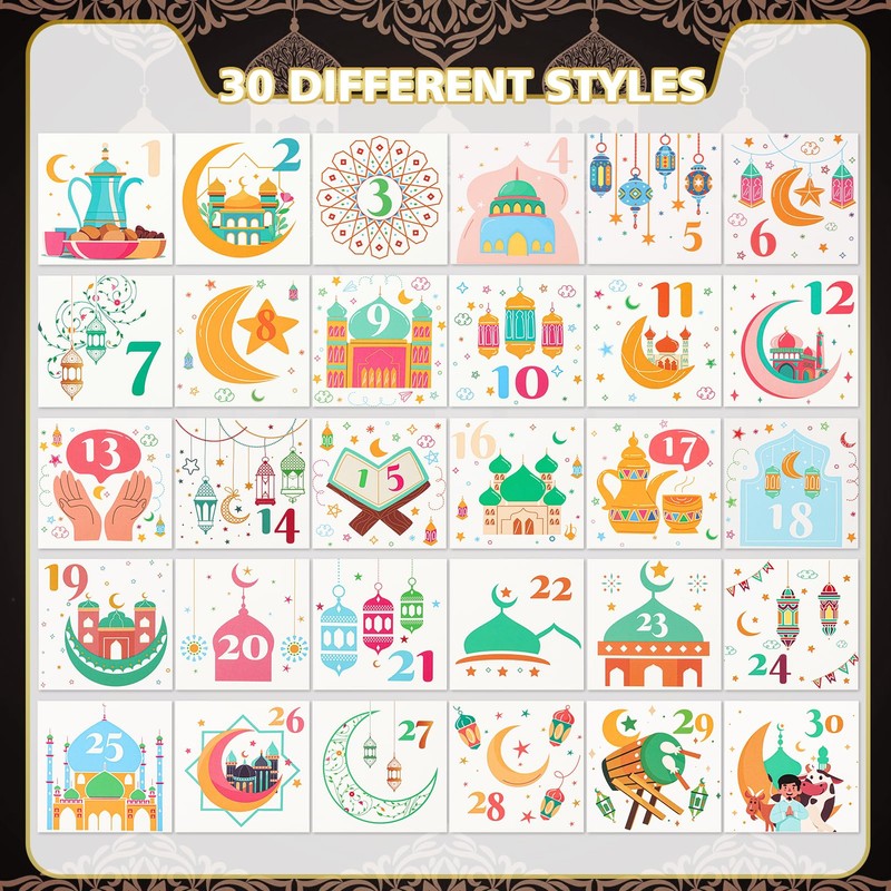 HOWAF 1-30 Ramadan Countdown Boxes, Ramadan Advent Calendar 30 Days