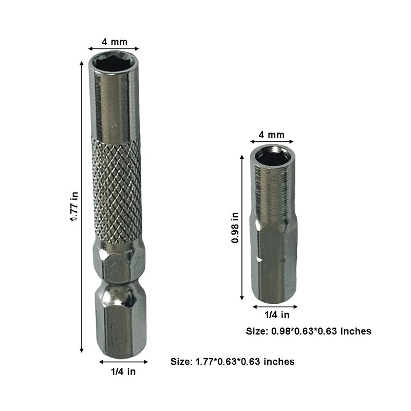 1/4 to 4mm Bit Adapter,2 Pieces 1/4 to 4mm Hex