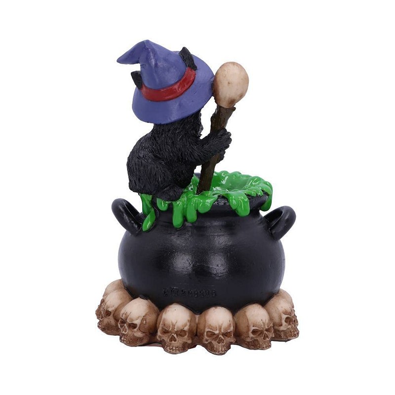 Nemesis Now Spook Witches Familiar Black Cat and Bubbling Cauldron