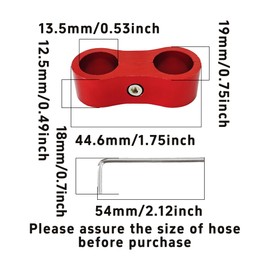 Runseaway 4Pcs 6AN Hose Separator Clamp, Red Aluminum Alloy Fuel Line Mounting Clamp, Hose Fitting Adapter for 3/8 Fuel, Oil, Brake, Water, Gas Lines with Wrench