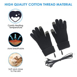 SUJAHHUJIQ USB Heated Gloves for Men and Women, Screen Touch Electric Heated Gloves Removable & Washable Full Knitted Heated Hand Gloves for Winter Gift
