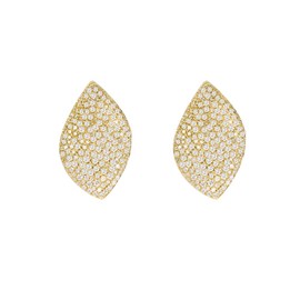 Dazzling Rhinestone Leaf Shape Stud Earrings for Women Statement Luxury Leaves Crystal Chandelier Studs Fashion Trendy Jewelry Wedding Prom Party Brides Bridesmaid Gift, one size, Copper, No Gemstone