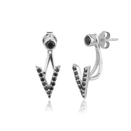 Vanbelle Sterling Silver Jewelry Cubic Zirconia Stone Studded Front & Back Two Pieces Stud Earring with Rhodium Plating for Women