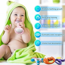 8 PCS Baby Rattles 0-6 Months Baby Toys 6 to 12 Months Rattles for Babies 0-6 Months Infant Toys 3-6 Months Teething Toys for Babies 6-12 Months Newborn Toys 1 Year Baby Boys Girls Gifts Set