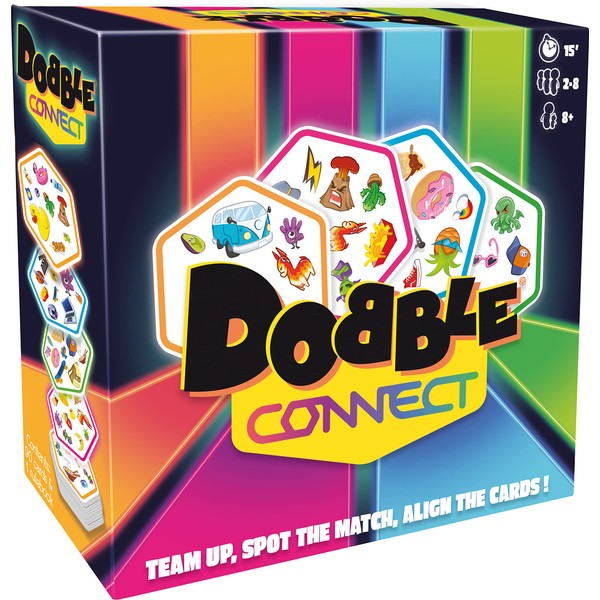 Asmodee | Dobble Connect | Quick Reaction Card Game | Ages 8+ | 2-8 Players | 20 Minutes Playing Time