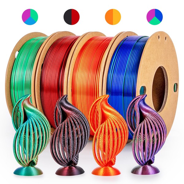 dikale Silk 3D Printing Filament PLA+ Tricolor and Dual Color