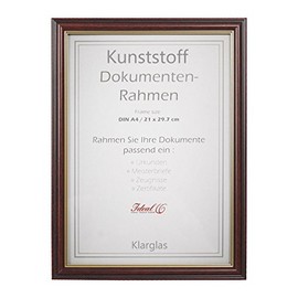 Ideal Document Picture Frame 21 x 29.7 DIN A4 Certificate Master Letter Certificates: Colour: Mahogany or Glass Stand
