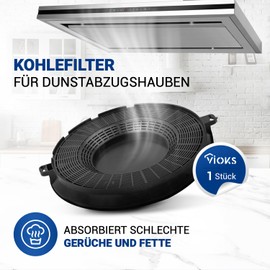 VIOKS Activated Carbon Filter Cooker Hood 236 mm Diameter Replacement for AEG Filter 9029800506 & 9029793610, Elica Carbon Filter Type48, Whirlpool 484000008783 - Carbon Filter for Cooker Hoods