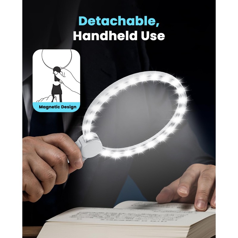 5X Hands Free Magnifying Glass with Light for Close Work,Neck