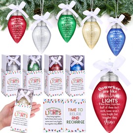 AceOrbit 15 Set Coworkers Christmas Gifts Bulk Light Bulb Ornaments Hanging Glitter Plastic Lightbulbs with Box Coworkers Are Like Christmas Lights Appreciation Gifts for Employee Xmas Tree Decoration