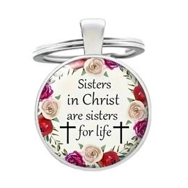 3 Nails 1 Cross 4Pk Christian Keychain Easter Gift - Birthday Present - Jesus Keychain - Bible Verse Keychain - Gifts for Mom Gifts for Dad Keychain for Mom Keychain for Dad (Sisters in Christ x 4),