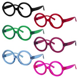 GUD Huge Round Reading Glasses with Screwless Spring Hinge Metalless 6 Pack Oversized Women Readers +2.50