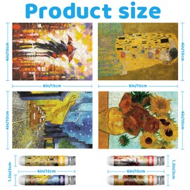 4 Pack Mini Puzzle Erwachsene 150 Teile Mini -Puzzles Kunst Ölgemälde Puzzle Miniatur-Puzzles Reisepuzzle Eignet Sich als Geschenk, Wohndekoration（6 x 4 Zoll）