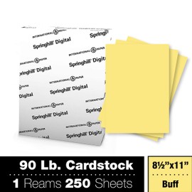 Springhill 8.5” x 11” Buff Yellow Colored Cardstock Paper, 90lb, 163gsm, 250 Sheets (1 Ream) – Premium Lightweight Cardstock, Smooth Finish Printer Paper for Cards, Flyers, Scrapbooking – 055100R