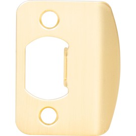 Stone Harbor Hardware Full Lip 1/4" Round Corner Strike Plate, 2-1/4 Inches, 1-5/8" Center-to-Center, Satin Brass